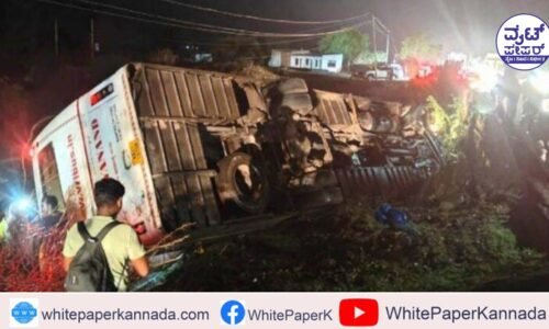 ಯಾದಗಿರಿ: ಬಸ್ ಪಲ್ಟಿಯಾಗಿ ಇಬ್ಬರು ಸಾವು-7 ಮಂದಿಗೆ ಗಾಯ