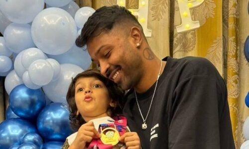 ತನ್ನ ಗೆಲುವನ್ನು ಮಗನೊಂದಿಗೆ ಆಚರಿಸಿದ ಹಾರ್ದಿಕ್ ಪಾಂಡ್ಯ