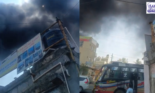 ಮಾಗಡಿ ರಸ್ತೆಯಲ್ಲಿ ಕಾರ್ಖಾನೆಯೊಂದರಲ್ಲಿ ಬೆಂಕಿ: ಗಗನಕ್ಕೆ ಚಿಮ್ಮಿದ ದಟ್ಟ ಹೊಗೆ