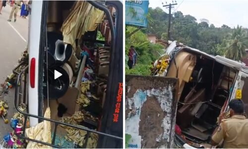 ಶಬರಿಮಲೆಗೆ ತೆರಳಿದ್ದ ಬಸ್ ಪಲ್ಟಿ: ಯಾತ್ರಾರ್ಥಿಗಳು ಅಪಾಯದಿಂದ ಪಾರು !