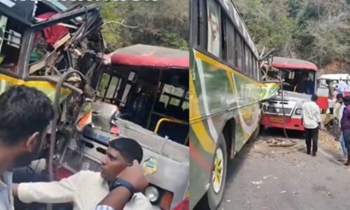 ಮಲೆ ಮಹದೇಶ್ವರ ಘಾಟ್‌ನಲ್ಲಿ ಭೀಕರ ರಸ್ತೆ ಅಪಘಾತ: ಎರಡು ಬಸ್‌ಗಳ ಮುಖಾಮುಖಿ ಡಿಕ್ಕಿ, ಹಲವರಿಗೆ ಗಾಯ