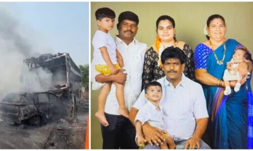 ಯಾದಗಿರಿ ಭೀಕರ ರಸ್ತೆ ಅಪಘಾತ: ಕಾರು–ಬಸ್ ಡಿಕ್ಕಿ, ಒಂದೇ ಕುಟುಂಬದ ಆರು ಮಂದಿ ದುರಂತ ಸಾವು